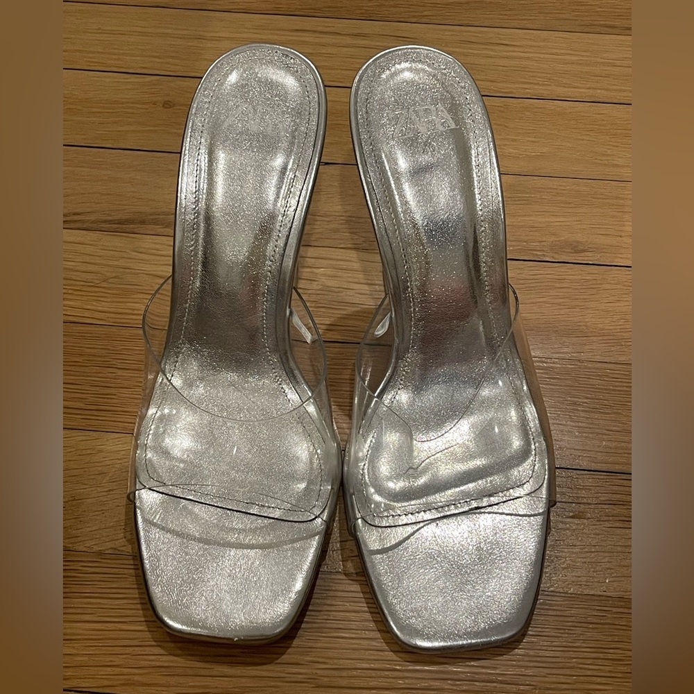 Zara Clear and Silver Heels